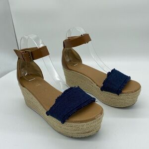 Brash Espadrille Wedge Denim Sandal Womens Size 7.5